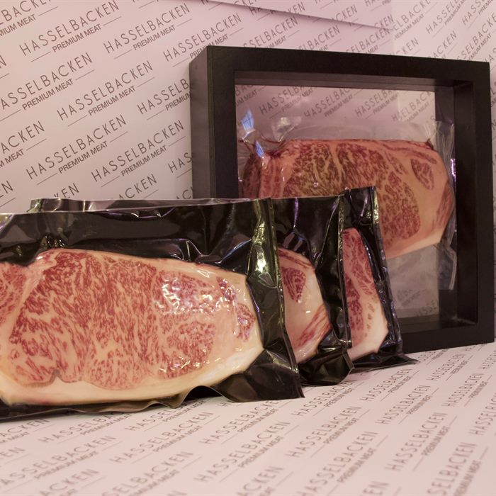 Japansk wagyu vakuumpackad i Hasselbackens presentask